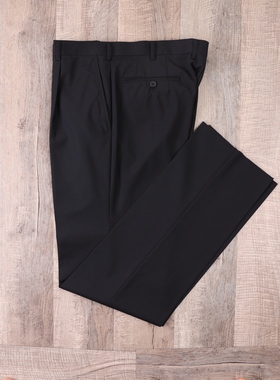 94cm极简风黑色直筒羊毛西裤男士商务正装修身长裤
