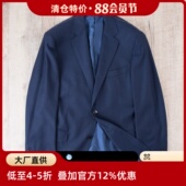 loropian@意大利130支纯羊毛麻衬蓝正装 休闲西服上衣男 中青年西装