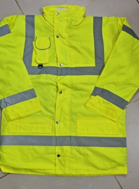 库存瑕疵品出口反光条工作服棉服外套夹保暖夹克大码工作棉衣