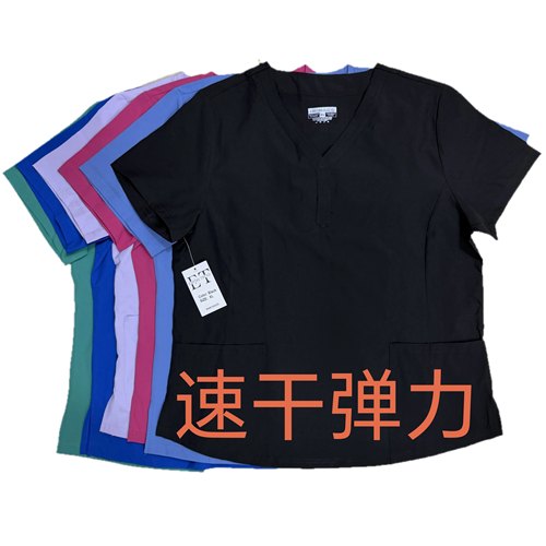 速干弹力 外贸女款护士服 洗手衣 美容宠物工作服医护制服scrubs