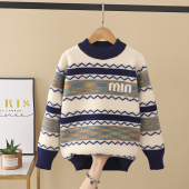 洋气加厚拼色百搭潮流款 男童中大童2025新款 针织毛衣儿童秋冬时尚