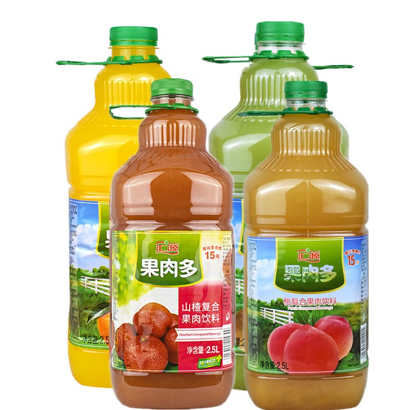 汇源 猕猴桃 橙汁桃 山楂果肉饮料果汁2.5lx6瓶装大瓶家庭分享装