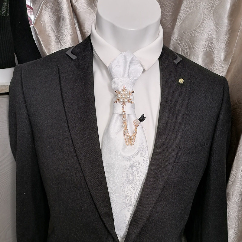 雪花款白色香港结男西服正装配饰领结婚纱服装摄影师造型马甲领带