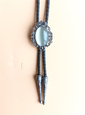 BOLO TIE新郎领带男蓝色猫眼石新郎拍照主持演讲韩版皇冠金属配饰