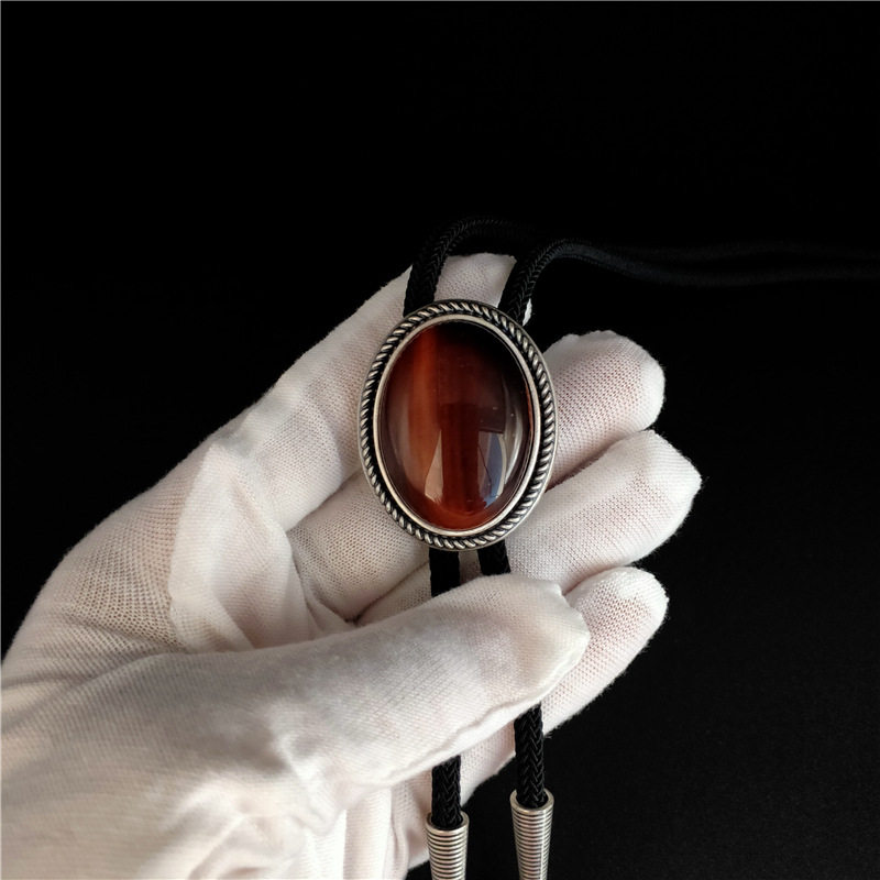 正装新郎宝石领绳红虎睛石波洛领带男西服宫廷 复古美式 秋冬新款