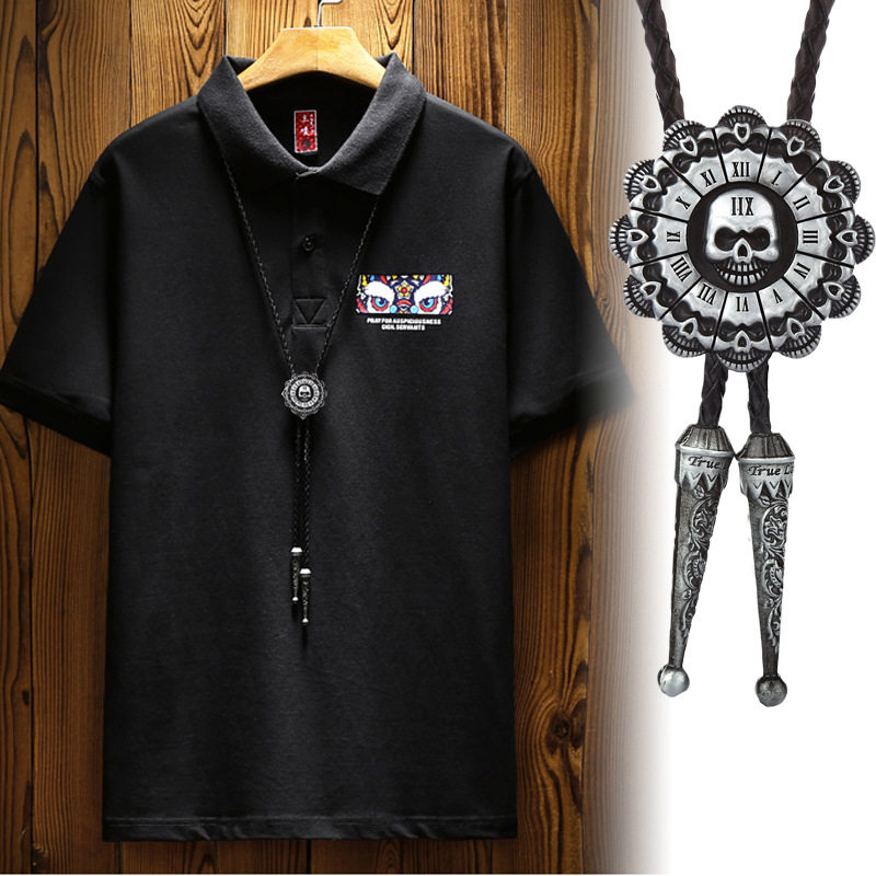 项链男生皮夹克搭配摩托骑行配饰吊坠美式潮酷蜘蛛骷髅机车女项链