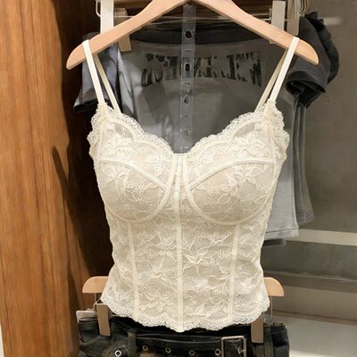 法式磨毛蕾丝打底背心女2