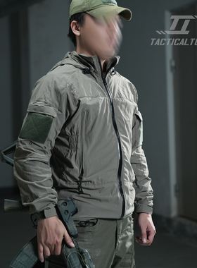 战术汤姆ORC灰色软壳外套PCU一代L5版型160D消光尼龙连帽防风外套