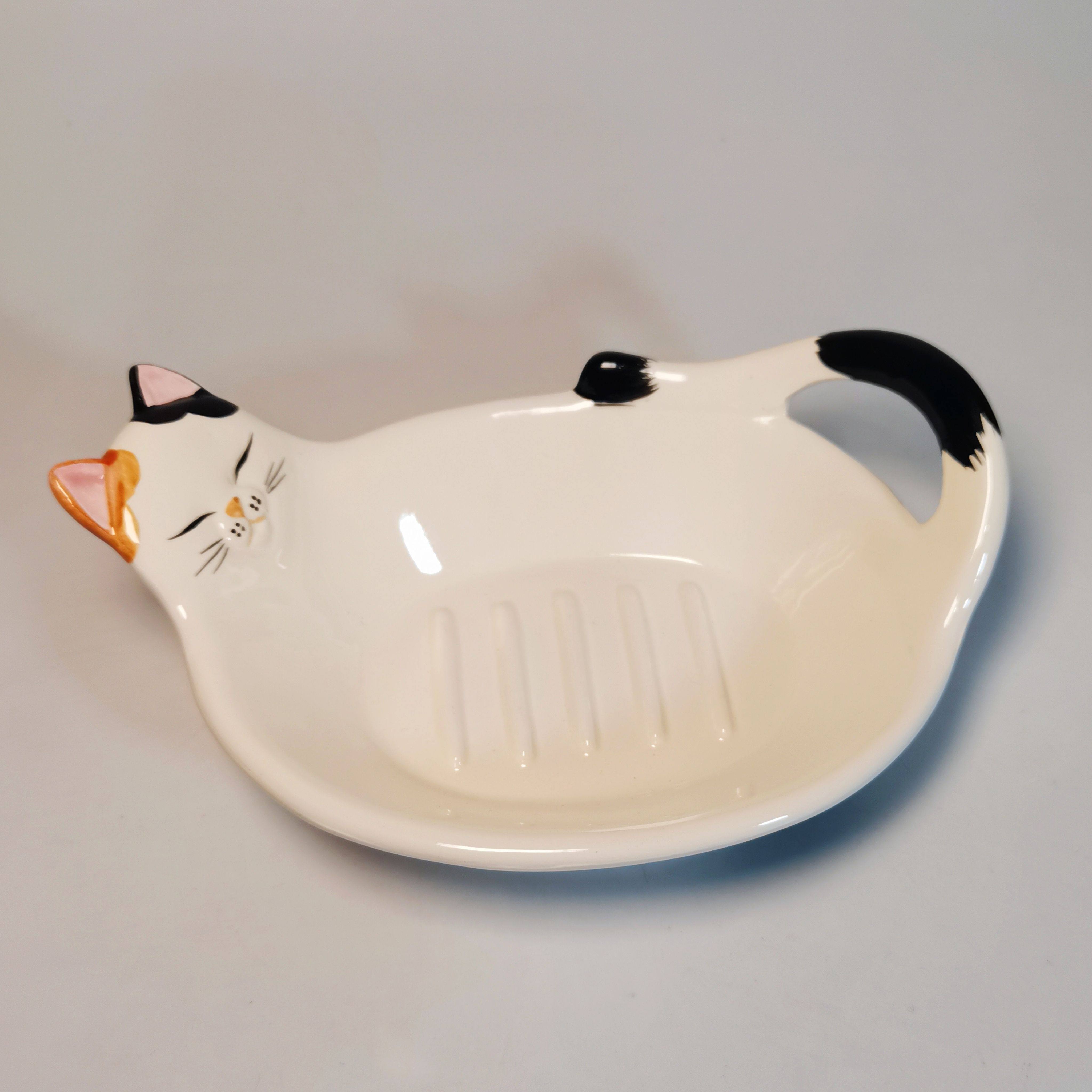 日本昭和陶瓷猫咪装饰品家居摆件浴室收纳中古香皂盒vintage收藏