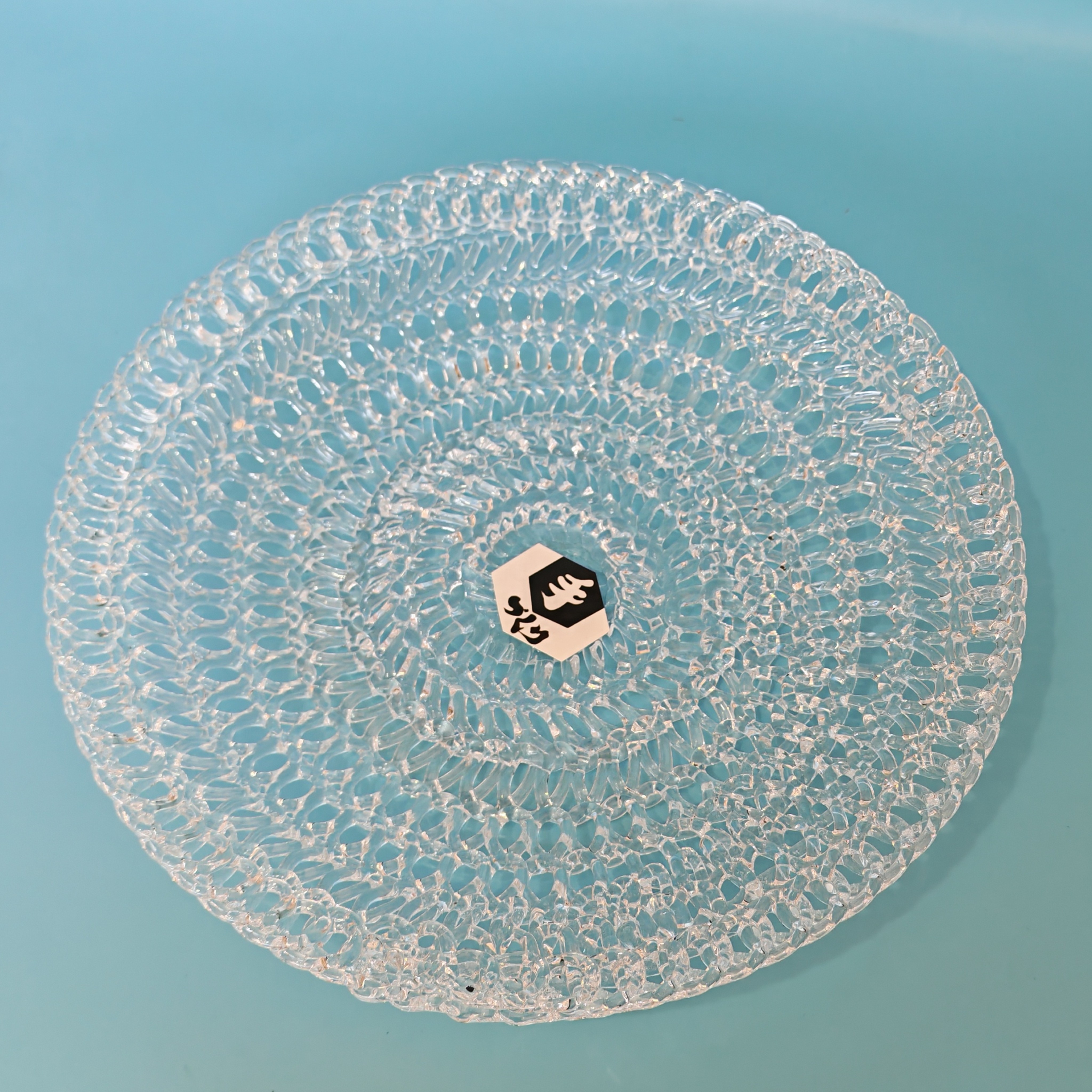 日本中古玻璃盘镂空果盘手作玻璃器茶盘ADERIA盘子昭和复古大皿
