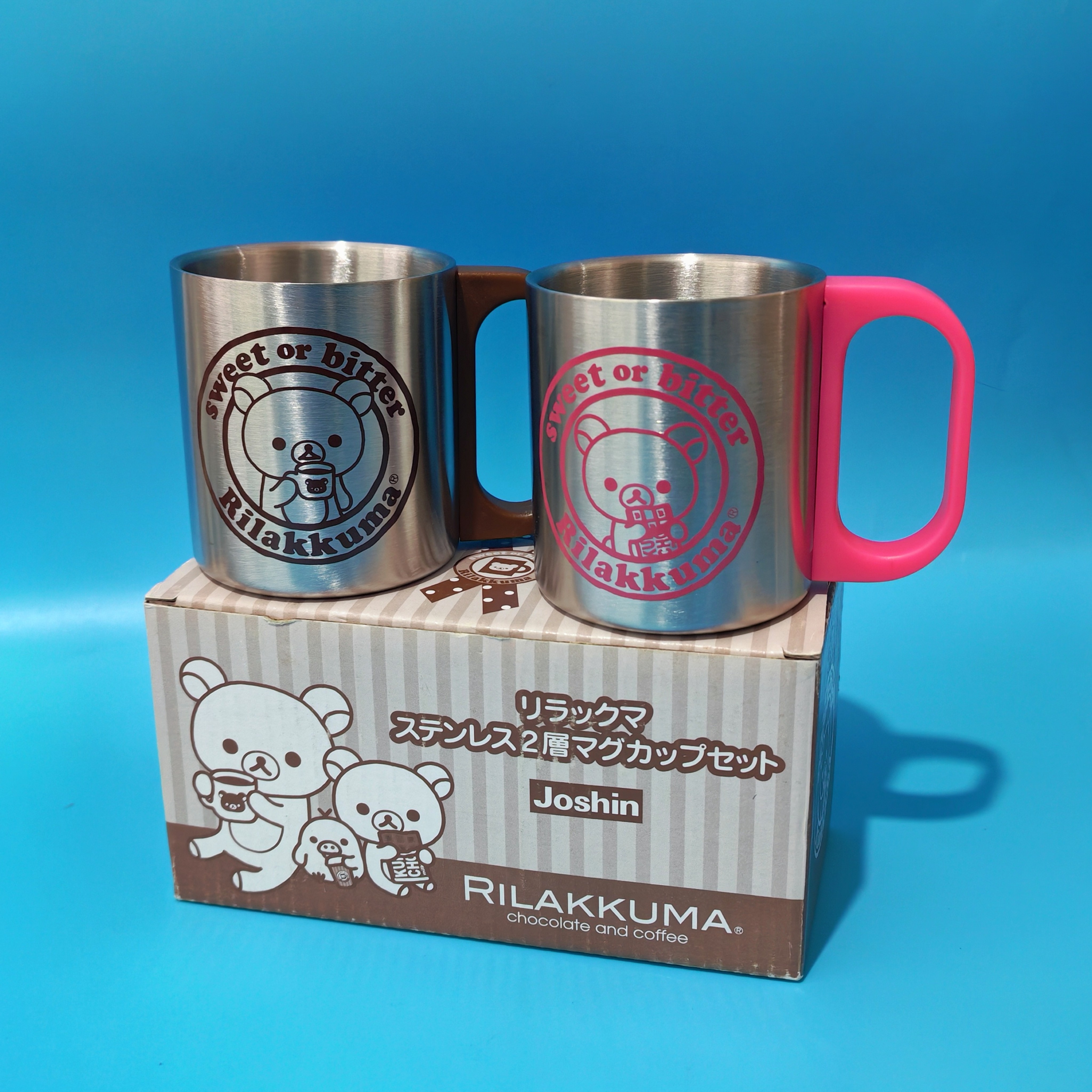 日本中古卡通不锈钢马克杯罗森轻松熊情侣咖啡杯小茶杯果汁啤酒杯
