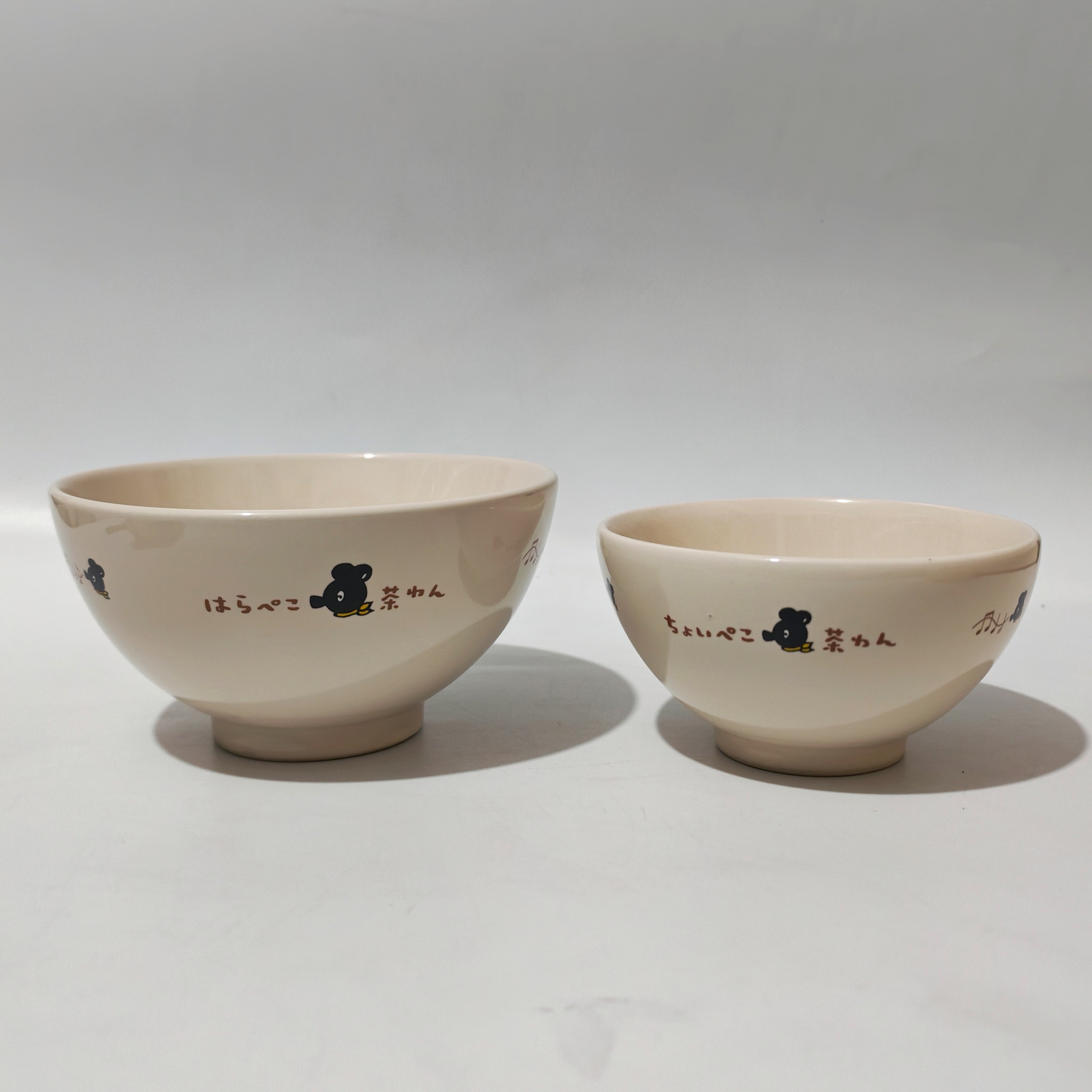 日本中古卡通陶瓷饭碗小黑熊印花茶碗SUMITOMO住友银行米饭碗孤品