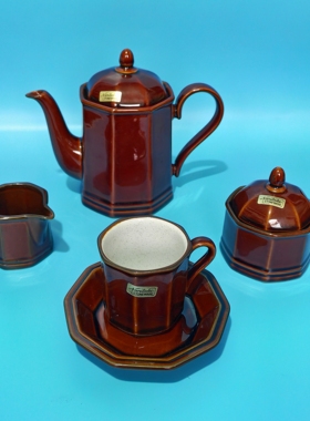 日本Noritake浓缩咖啡杯壶套装中古全新泽武咖啡杯昭和全新酱色