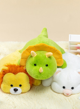 趴趴动物公仔抱枕条纹猫毛绒玩具萌宠家居摆件办公儿童睡觉抱枕