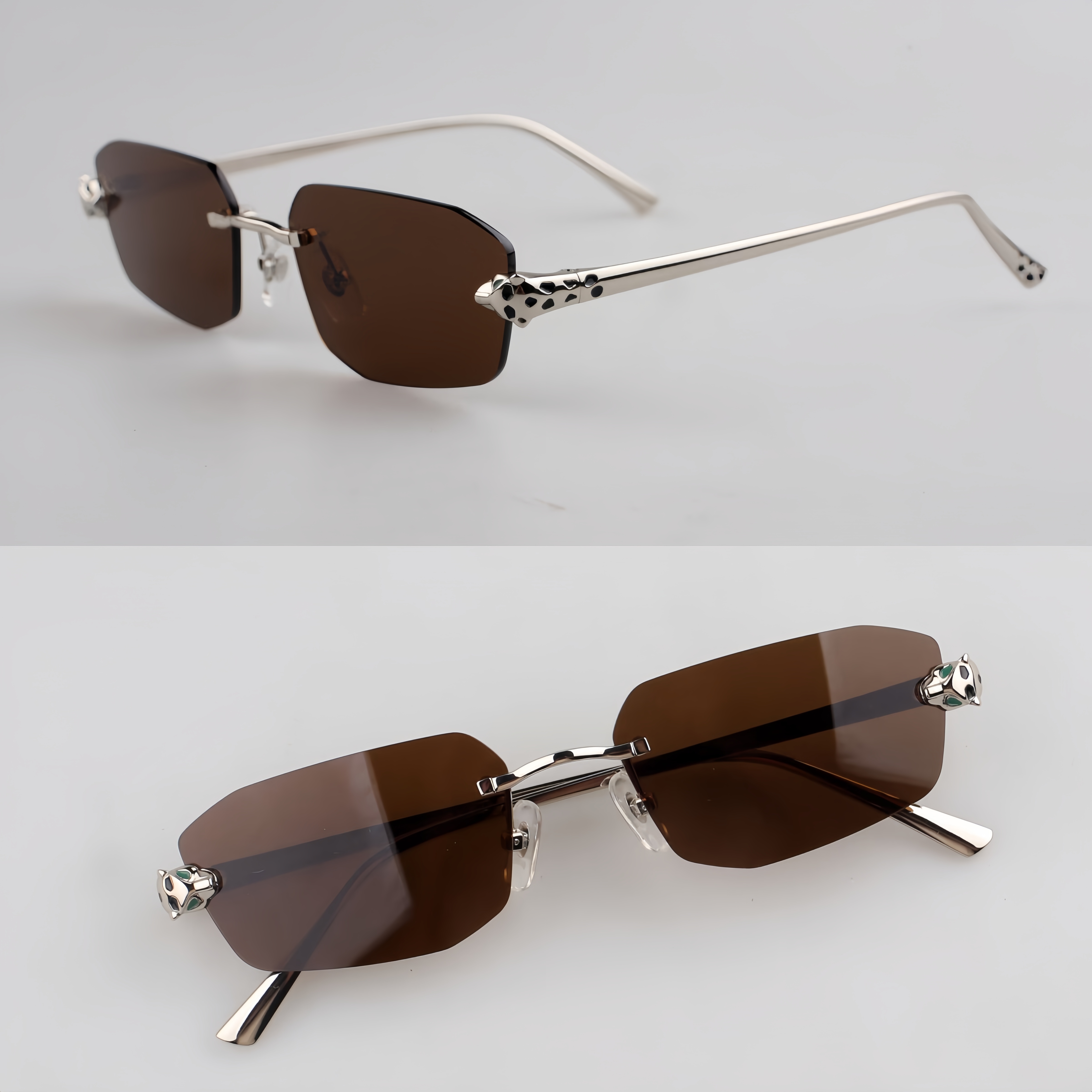 thumbnail for Sunglasses CT0474 Leopard Head Frameless Trendy Fashion Sunglasses Pure Titanium Anti-UV Can Be Matched with Myopia Glasses Women