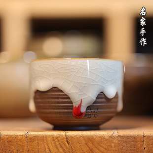 名家手作德化白瓷主人茶杯手工高端陶瓷茶具创意冰裂纹可养品茗杯