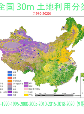 30m土地利用分类二级分类LUCC遥感解译土地类型GIS数据植被覆盖