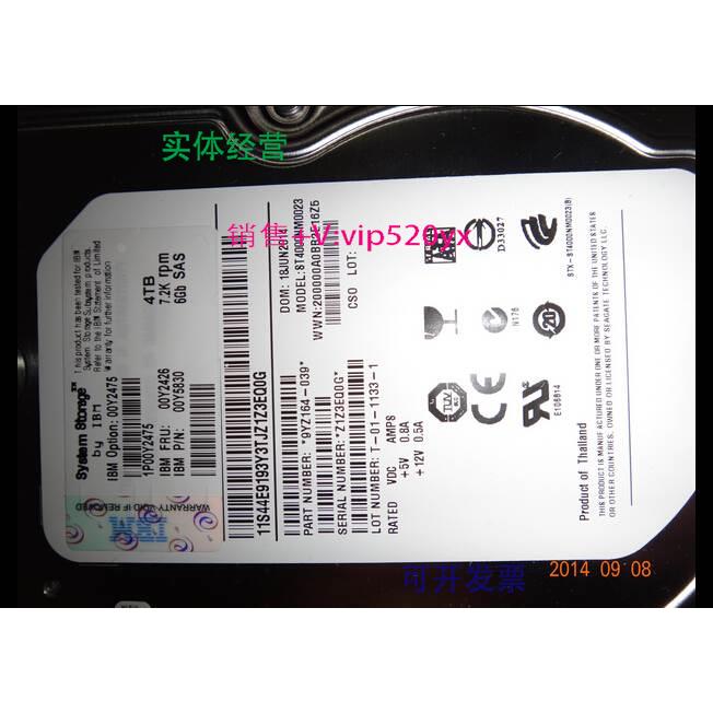 现货供应全新 IBM 4TB SAS 3.5 00Y2426 00Y2475 V3500 V3700 保