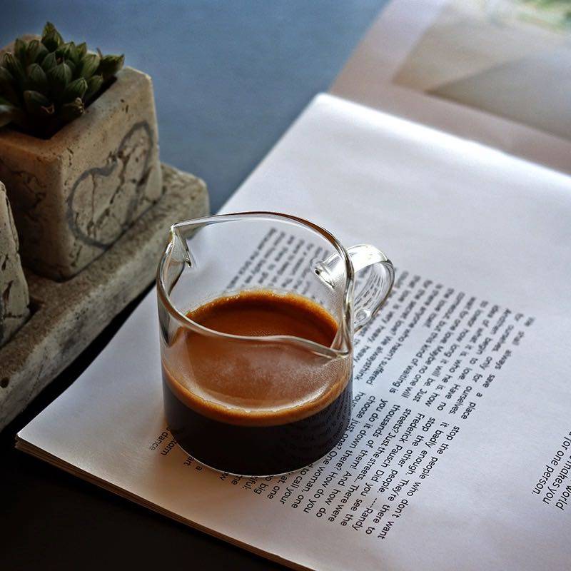 意式浓缩咖啡杯耐热玻璃杯量杯双嘴玻璃盎司杯刻度量杯shot杯70ml