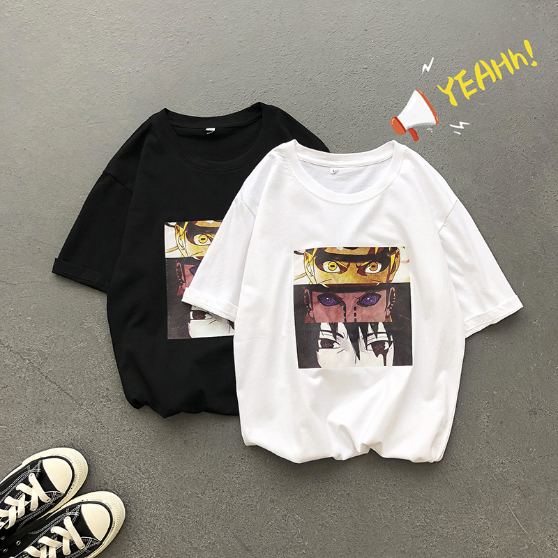 日系潮牌潮流短袖夏季火影忍者T恤情侣宽松体恤联名ins半袖衣服男