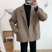 韩版 潮流青年西服春秋季 纯色休闲外套男 早秋新款 港风宽松帅气西装