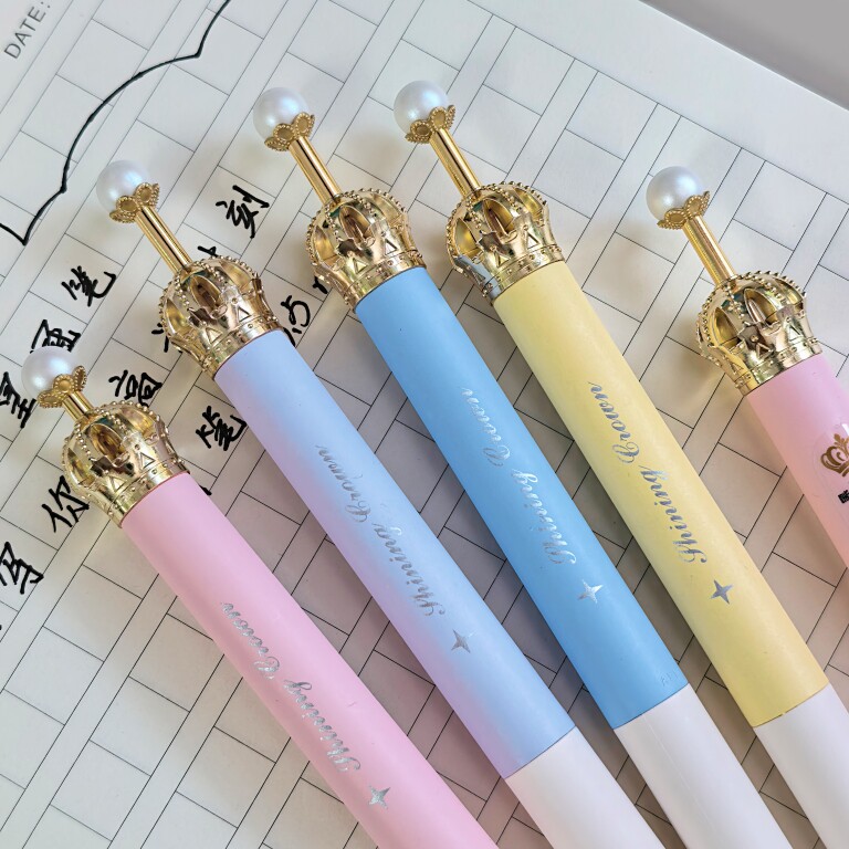 晨光皇冠笔ST头按动中性笔学生用低重心高颜值0.5mm黑色速干水笔