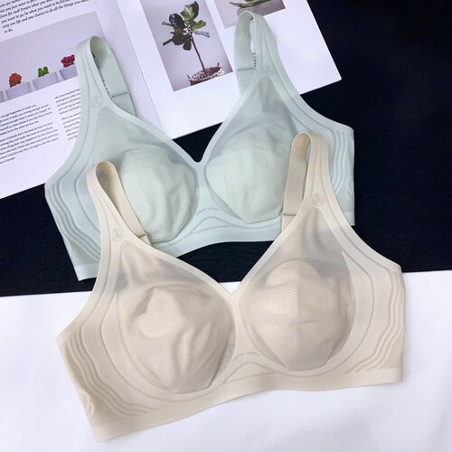 美月馨清风玫瑰润养衣无痕裸感透气内衣无钢圈超薄猫爪杯女士文胸