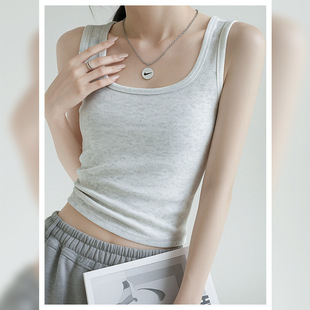 泽yp方领吊带背心女内搭夏季白色辣妹宽肩纯棉防走光外穿打底短款