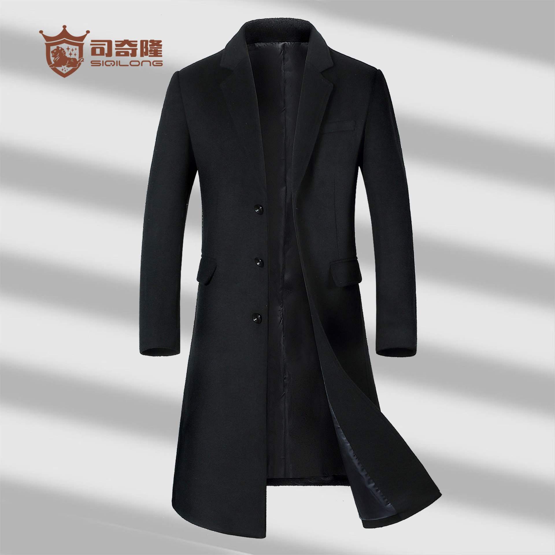 司奇隆长羊毛冬季棉风衣毛呢大衣