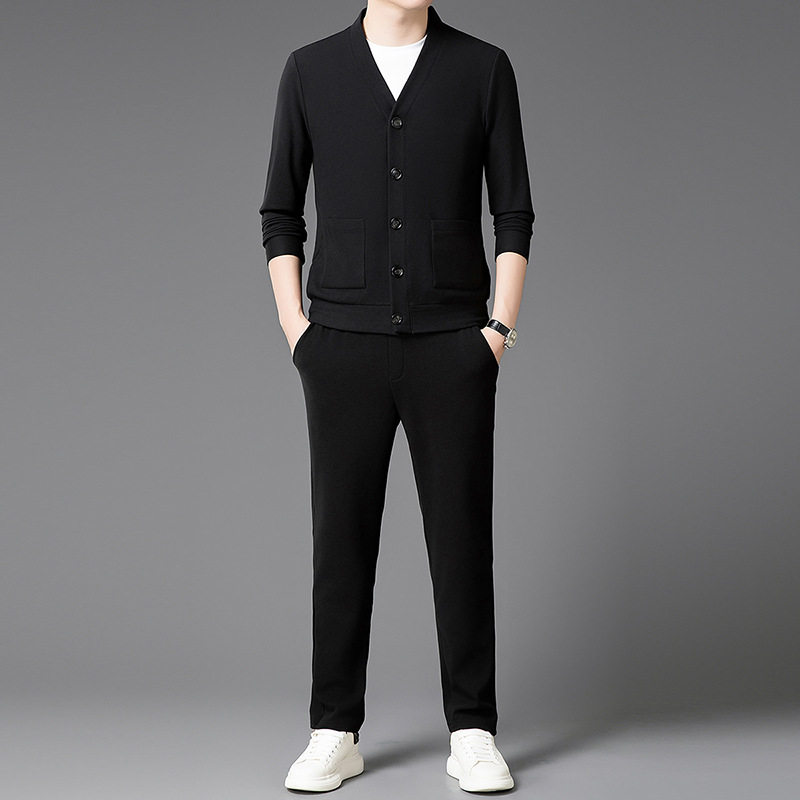 泽yp男士休闲套装春秋季长袖上衣长裤中年潮流搭配一套宽松时尚两