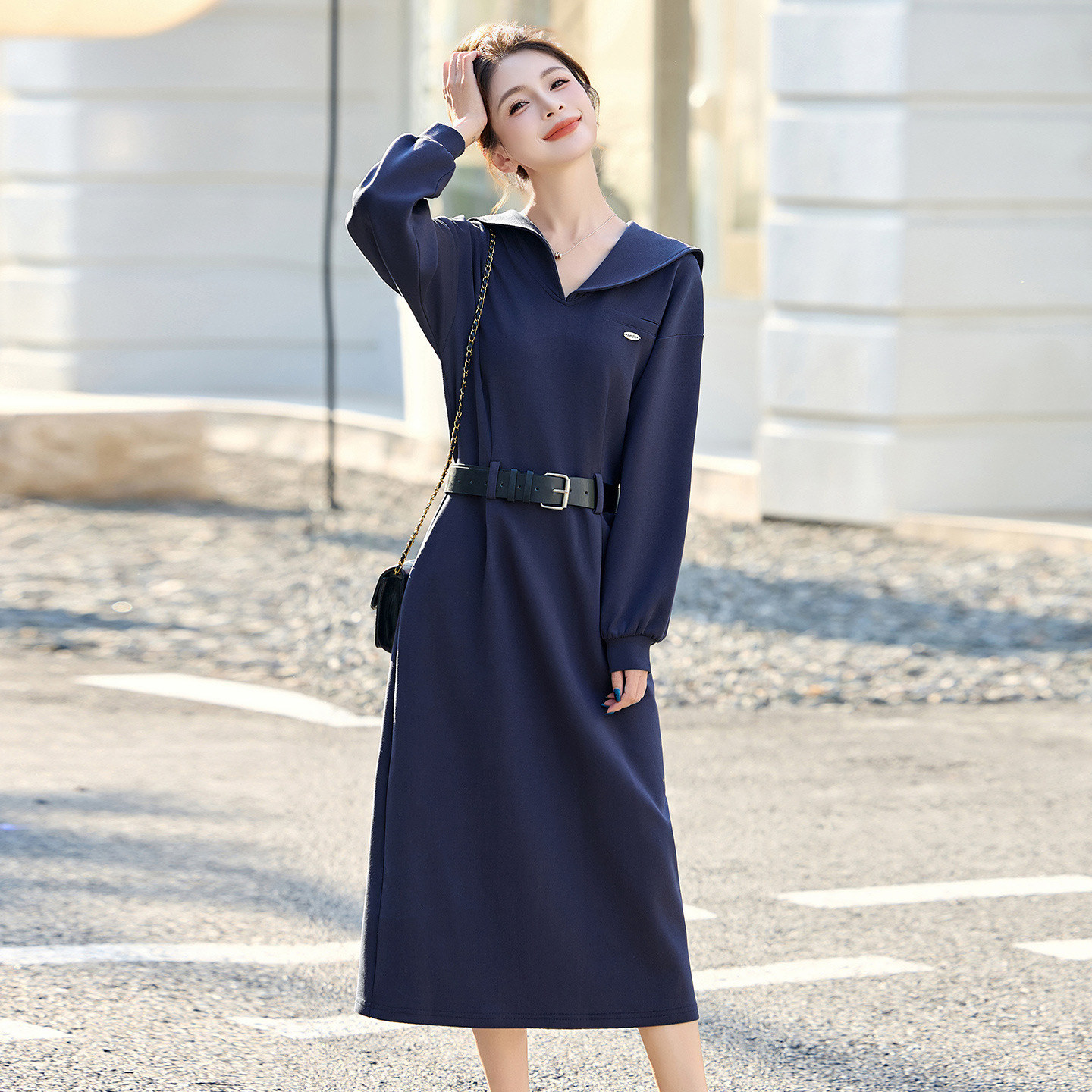 通勤风A字裙泽yp2025秋季连帽