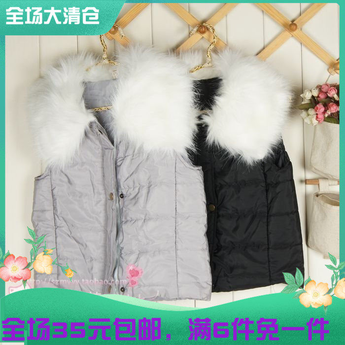 2023韩版秋女百搭纯色可爱淑女英伦简约棉风衣毛毛领背心马夹甲