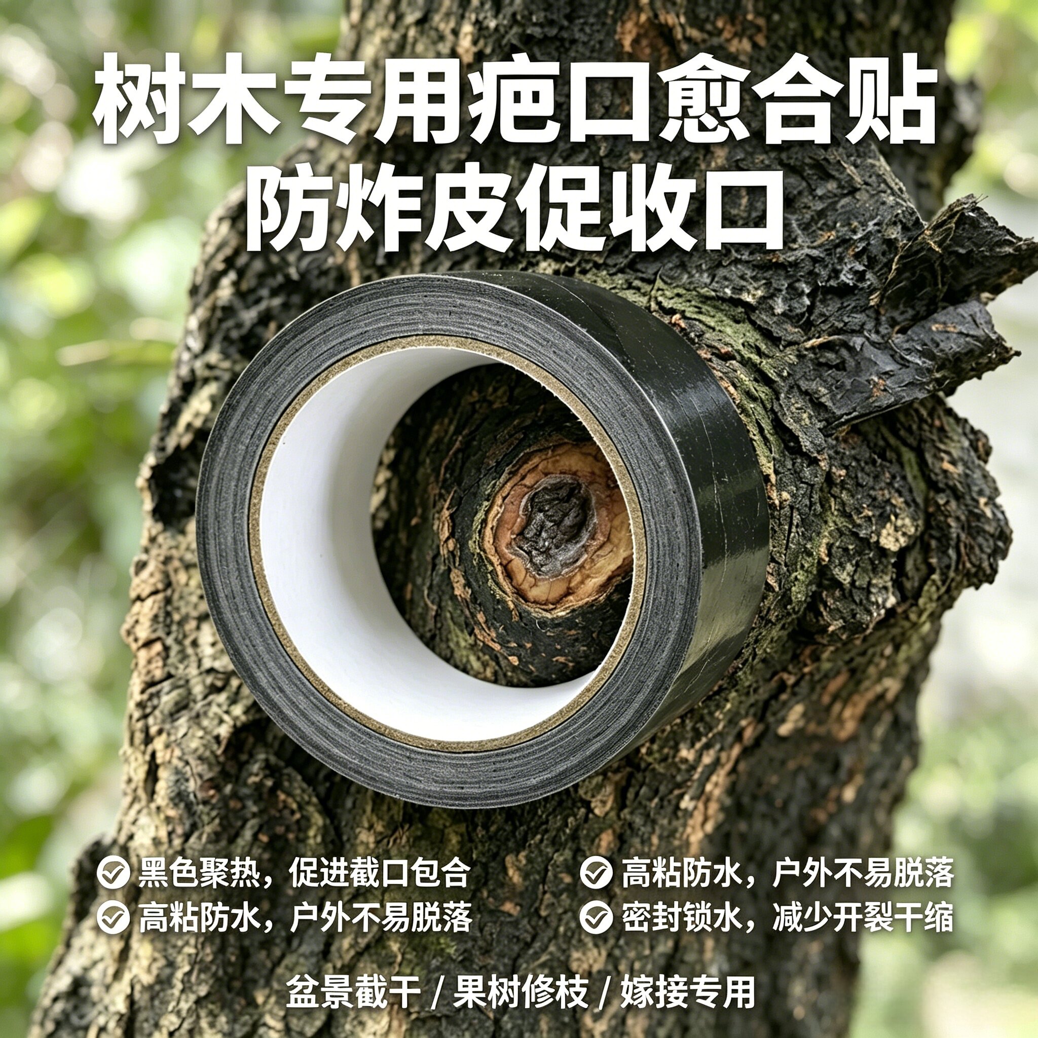 盆景伤口果树金弹子生桩疤口贴黑色锡箔纸贴马眼封口锡纸俞合贴