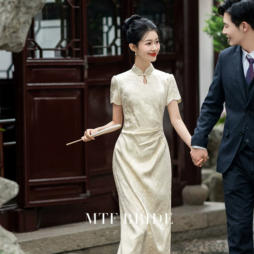 Ципао, легкое элитное летнее свадебное платье, китайский стиль, светлый стиль
