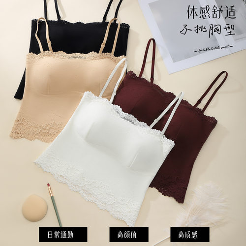 蕾丝薄杯面法式吊带内衣直播代发水滴杯聚拢百搭背心文胸