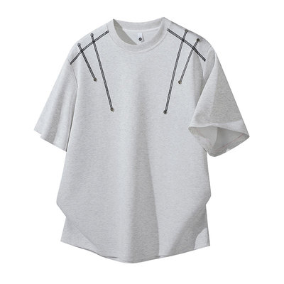 BUFFALO BOUND刺绣夏季新品男女同款冰丝短袖T恤宽松潮流透气吸汗