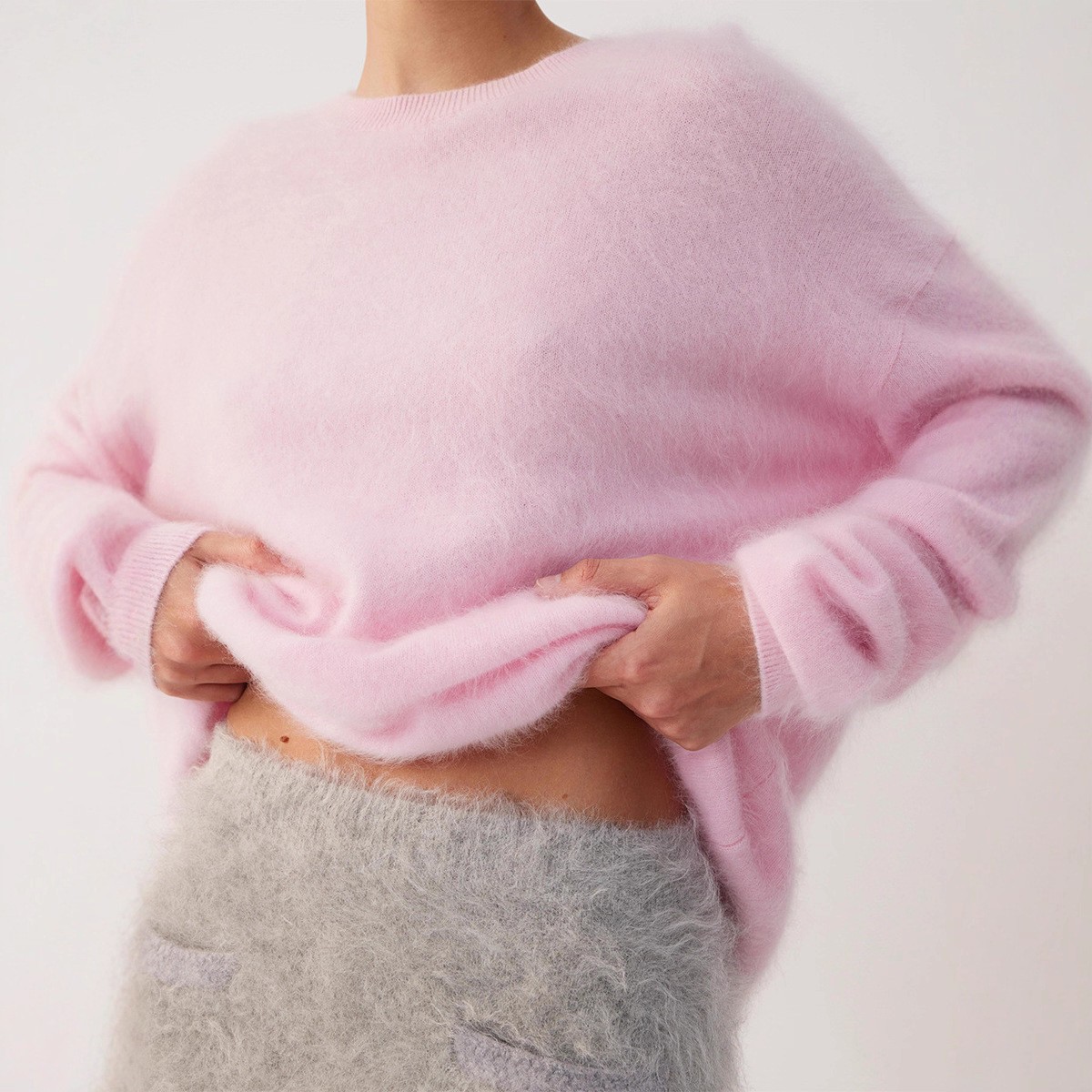 跨境圆领套头毛衣欧美秋冬新款简约纯色针织衫宽松休闲毛衣