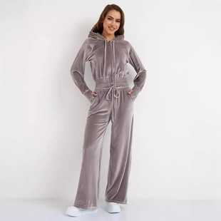 银狐绒卫衣系带裤 纯色拉链开衫 二件套 休闲女装 亚马逊跨境欧美时尚