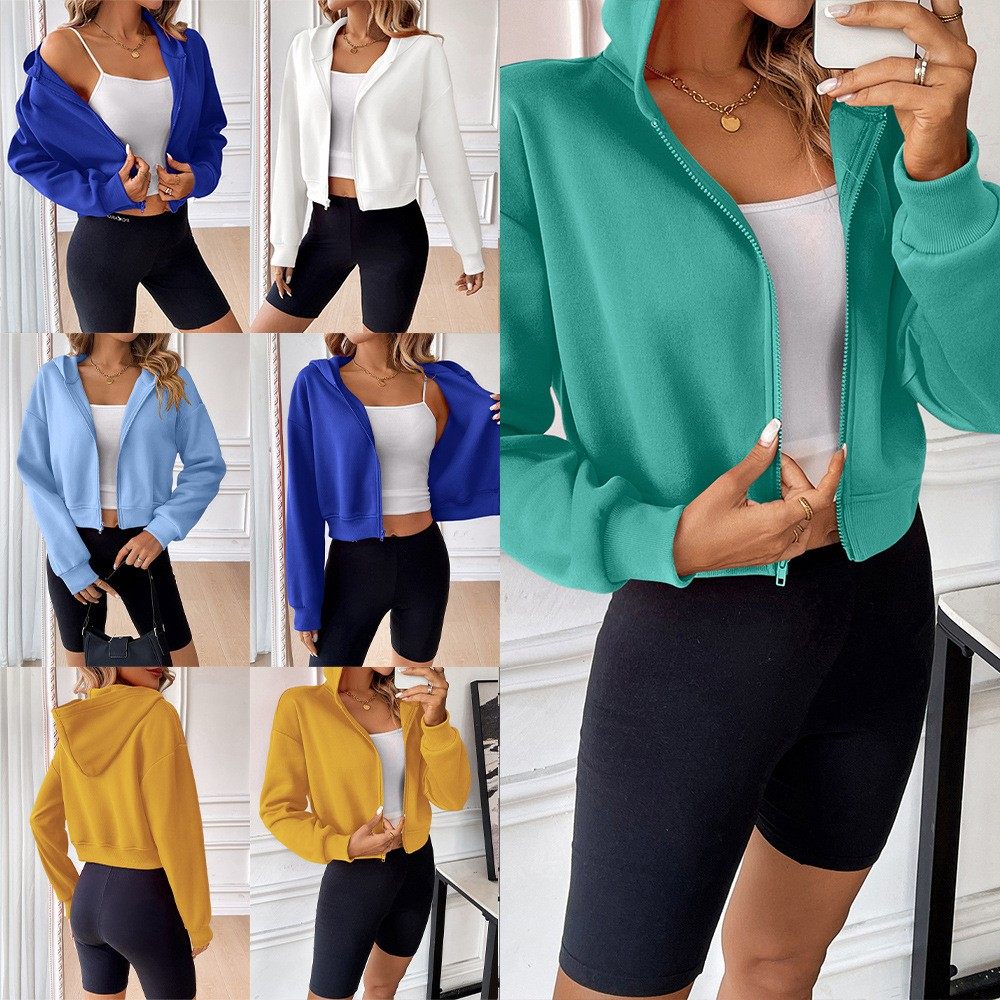 亚马逊跨境女装欧美短款拉链连帽休闲女士卫衣 开衫连帽卫衣,个性定制/设计服务/DIY,连衣裙加工定制,淘宝优惠券,粉丝福利购,淘宝优惠卷