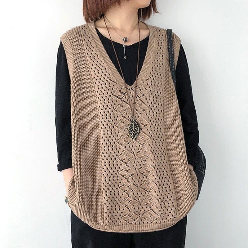 跨境针织马甲女背心春夏秋薄款宽松大码外搭领复古套头坎肩,个性定制/设计服务/DIY,连衣裙加工定制,淘宝优惠券,粉丝福利购,淘宝优惠卷