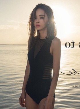 跨境新款游泳衣女显瘦保守黑色连体泳衣女夏韩国性感沙滩泳装