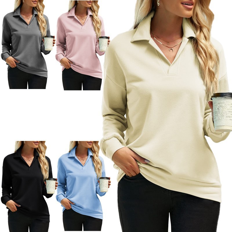 亚马逊速卖通领套头卫衣女纯色长袖宽松百搭休闲上衣女