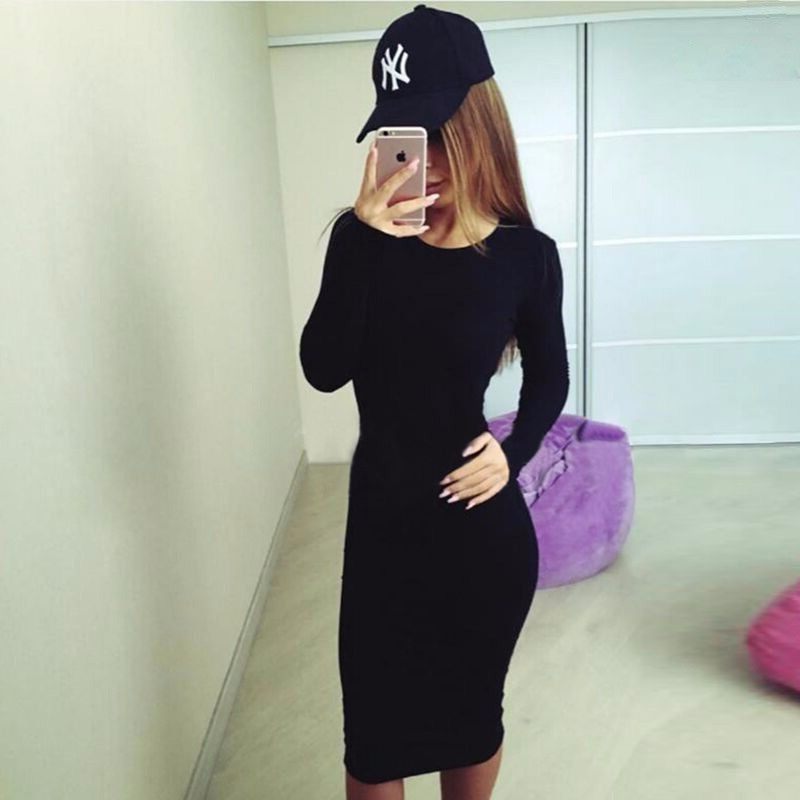 新款女装爆款长袖连衣裙纯色欧美热卖包臀及膝性感,个性定制/设计服务/DIY,连衣裙加工定制,淘宝优惠券,粉丝福利购,淘宝优惠卷