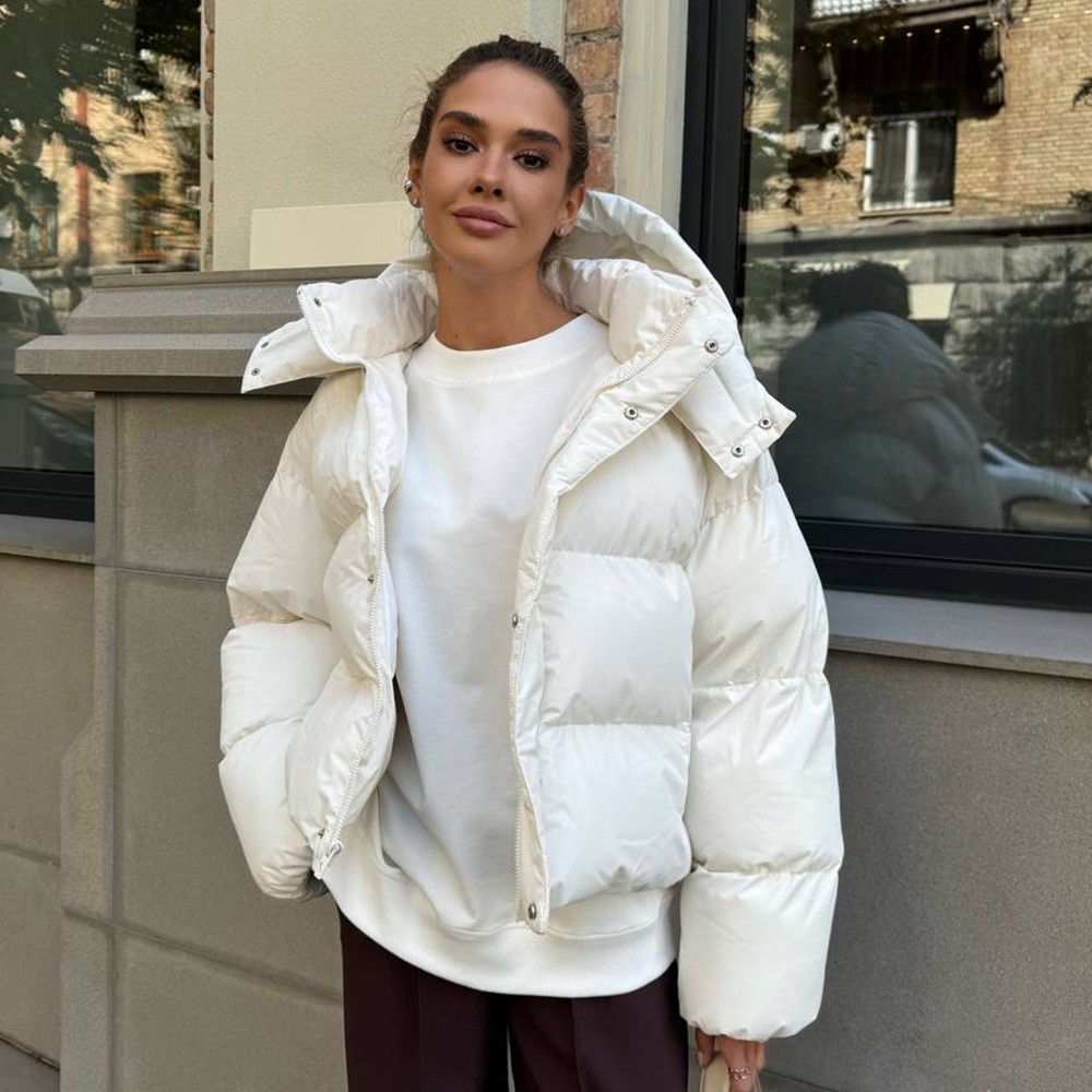 跨境棉服外套女年冬季欧美新款棉袄宽松棉服夹克短款连帽棉衣