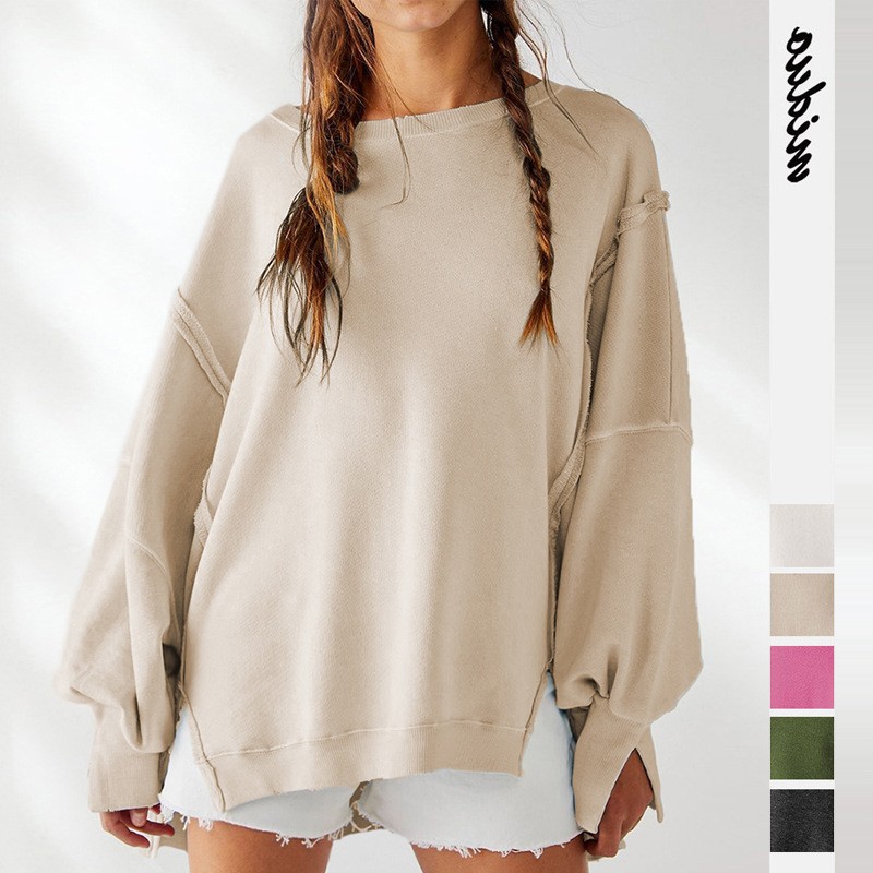 热卖圆领卫衣欧美女装潮牌运动打底衫恤针织衫长袖上衣外穿