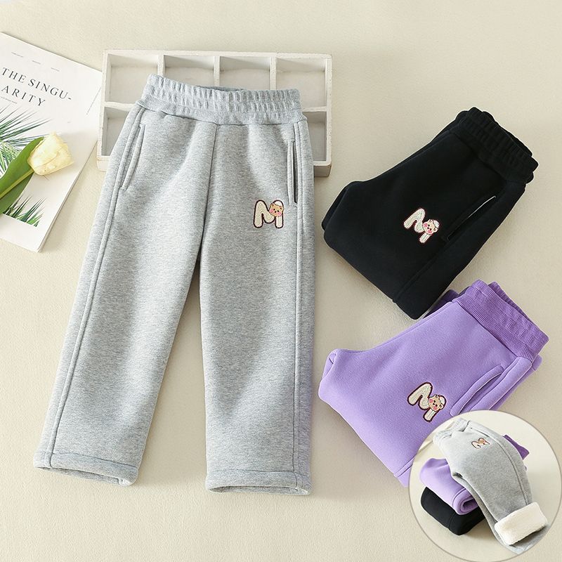 女童休闲裤加绒冬季女孩裤子加厚