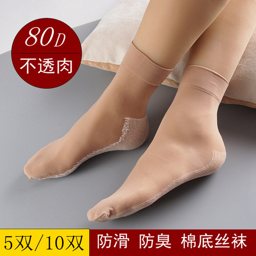 永春天鹅绒短袜中厚不透肤黑色丝袜女春秋冬保暖防滑棉底配皮鞋穿 - 封面