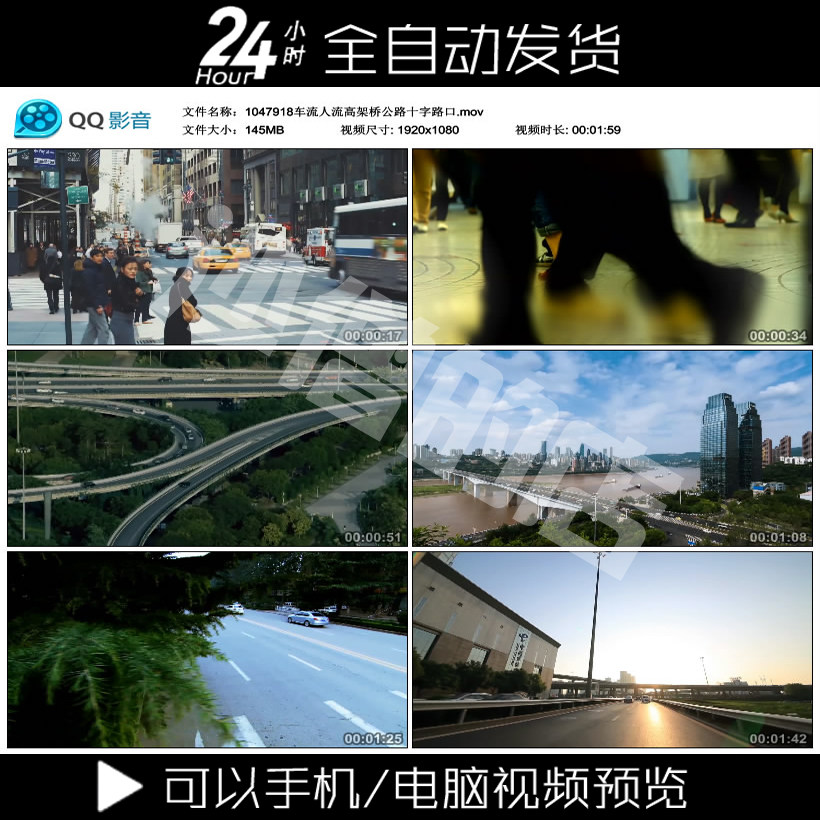 车流人流高架桥公路十字路口城市道路交通规划宣传片实拍视频素材