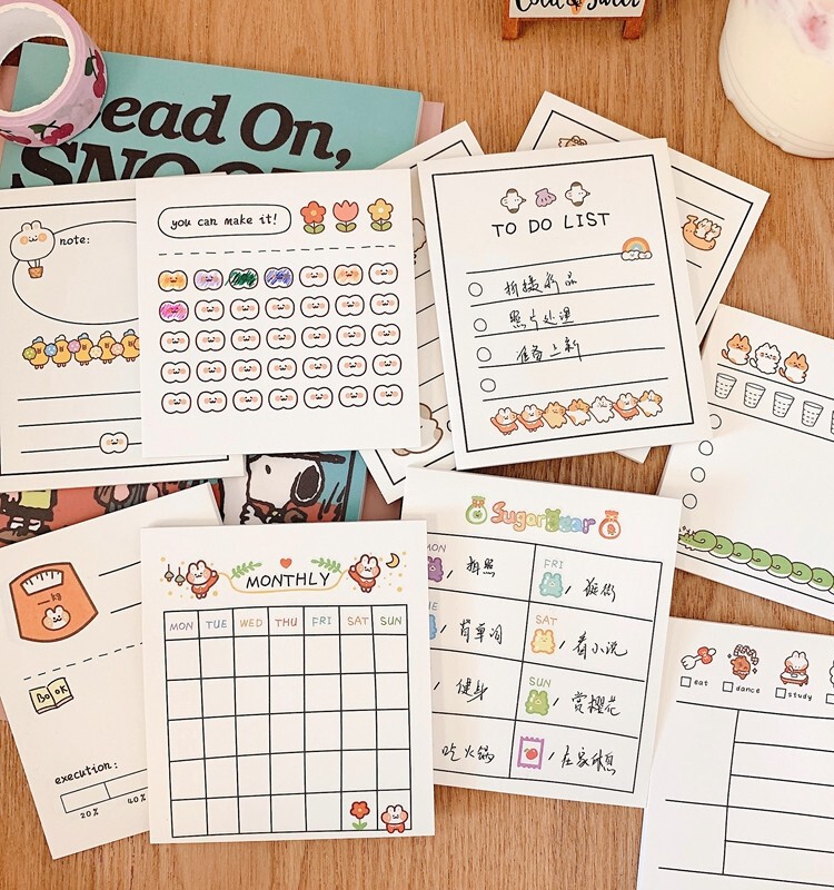 귀여운 야옹야옹 메모지 찢을 수 있는 메시지 노트 노트 노트 노트 N번 체크인할 노트