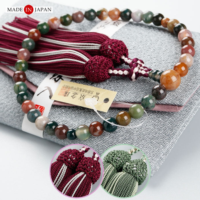 日本京念珠 五色玛瑙 佛珠手串数珠 正绢房 7mm